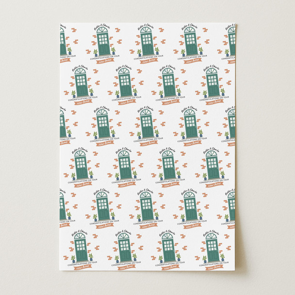 Personalised Wrapping Paper New Home Green Door Custom Gift Wrap