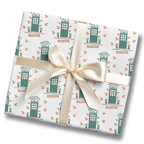 Personalised Wrapping Paper New Home Green Door Custom Gift Wrap