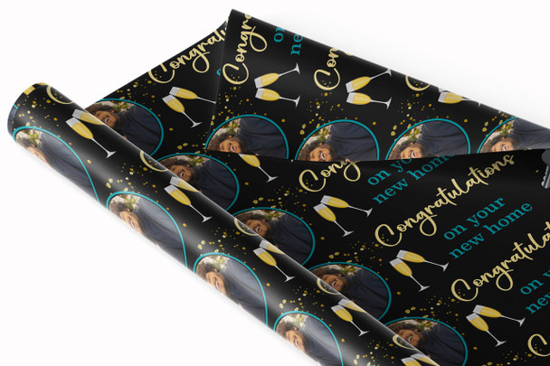 Personalised Wrapping Paper New Home House Key Round Photo Custom Gift Wrap