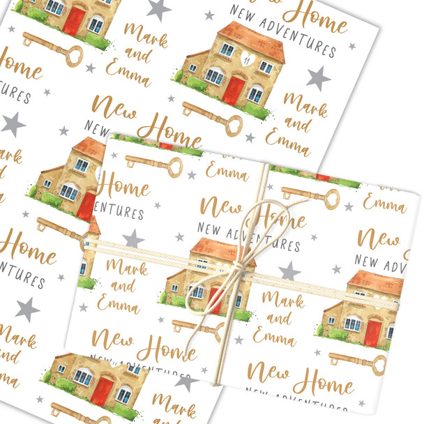 Personalised Wrapping Paper New Home House Key Star Custom Gift Wrap