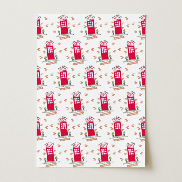 Personalised Wrapping Paper New Home Red Door Custom Gift Wrap