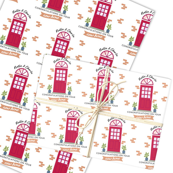 Personalised Wrapping Paper New Home Red Doors Custom Gift Wrap