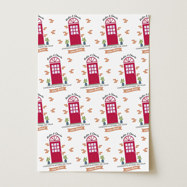 Personalised Wrapping Paper New Home Red Doors Custom Gift Wrap
