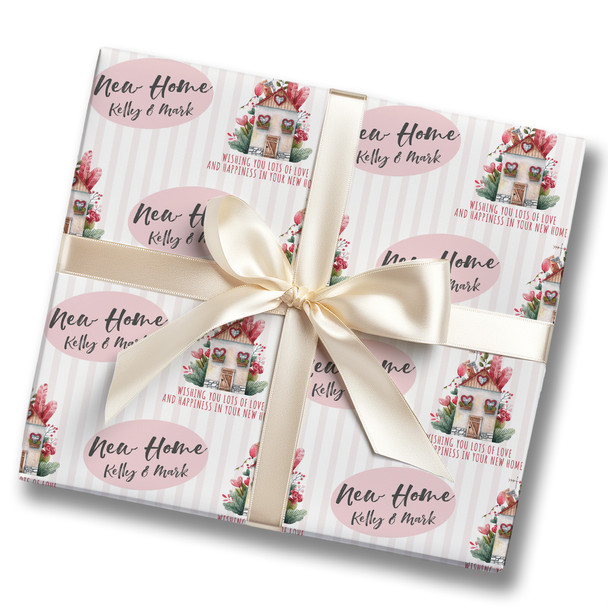 Personalised Wrapping Paper New Home Watercolour Cute House Custom Gift Wrap