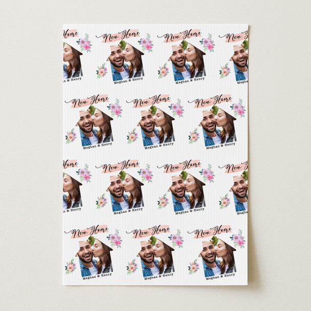 Personalised Wrapping Paper New Home Watercolour House Photo Custom Gift Wrap