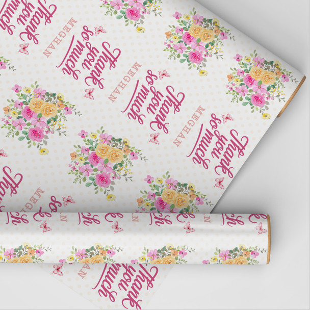 Personalised Wrapping Paper Thank You Floral Custom Gift Wrap