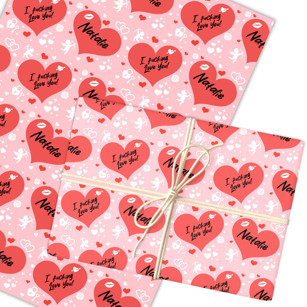Personalised Wrapping Paper Valentine's Day Funny Rude Hearts Custom Gift Wrap