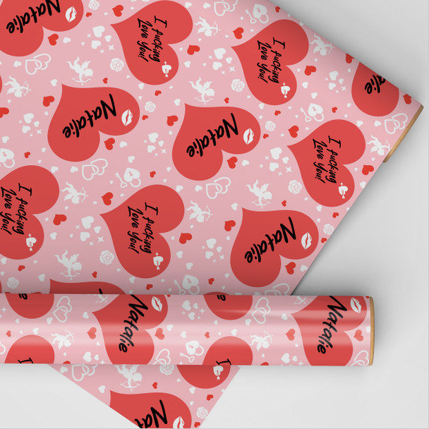 Personalised Wrapping Paper Valentine's Day Funny Rude Hearts Custom Gift Wrap