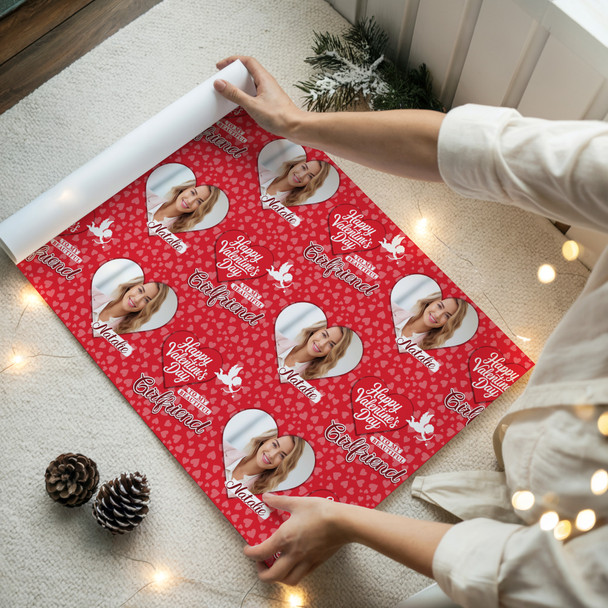 Personalised Wrapping Paper Valentine's Day Girlfriend Heart Photo Cupid