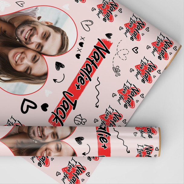 Personalised Wrapping Paper Valentine's Day Heart Photo I Love You Gift Wrap