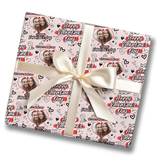 Personalised Wrapping Paper Valentine's Day Photo Doodles I Love You Gift Wrap