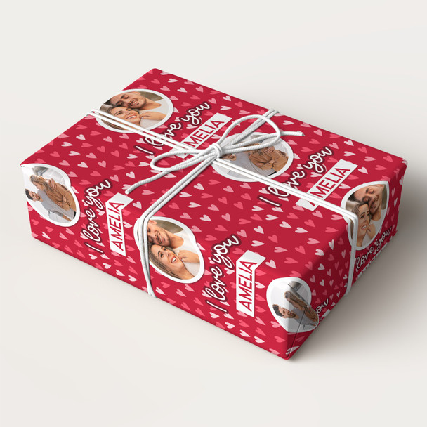 Personalised Wrapping Paper Valentine's Day Photo I Love You Red Heart Gift Wrap
