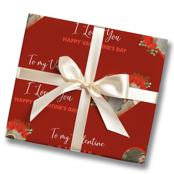 Personalised Wrapping Paper Valentine's Day Photo To My Valentine Roses Red