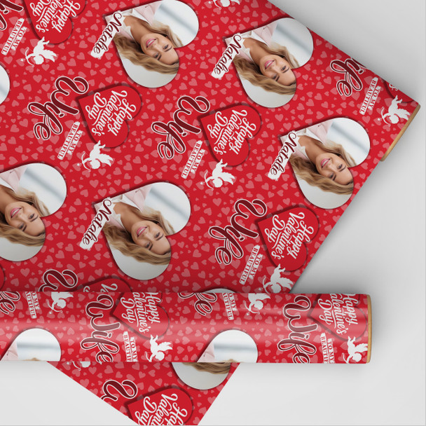 Personalised Wrapping Paper Valentine's Day Wife Heart Photo Cupid Silhouette