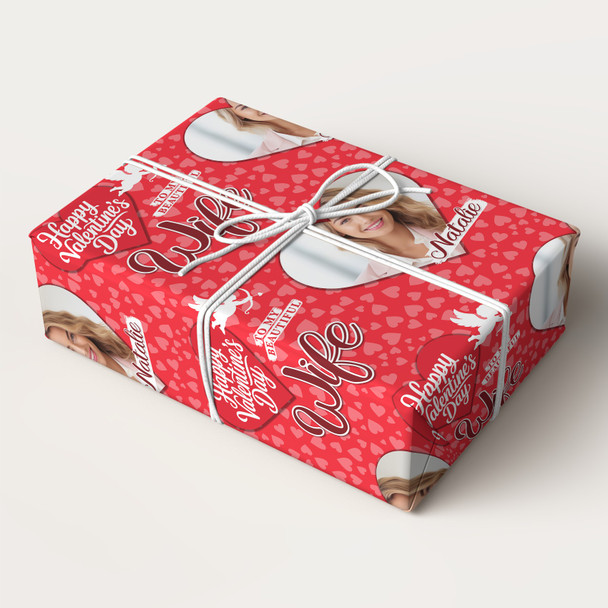 Personalised Wrapping Paper Valentine's Day Wife Heart Photo Cupid Gift Wrap