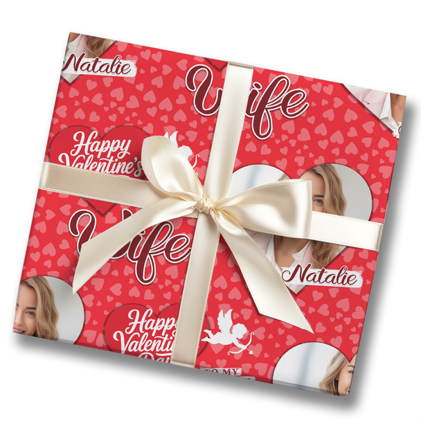 Personalised Wrapping Paper Valentine's Day Wife Heart Photo Cupid Gift Wrap