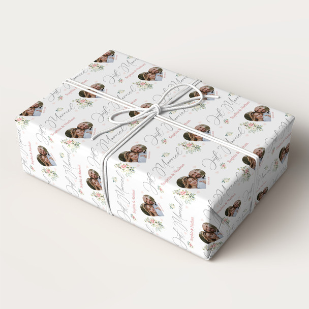 Personalised Wrapping Paper Wedding Day Just Married Heart Photo Gift-Wrap