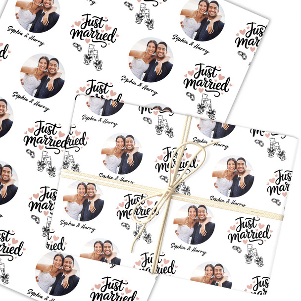 Personalised Wrapping Paper Wedding Day Just Married Champagne Custom Gift Wrap