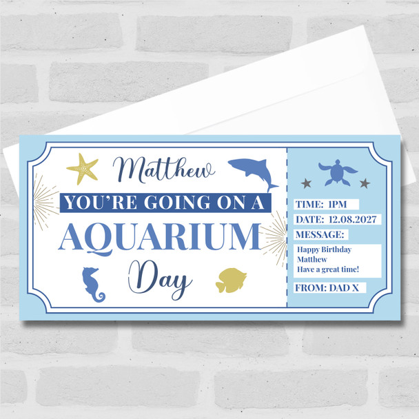Aquarium Day Blue Fish Personalised Gift Voucher Surprise Ticket