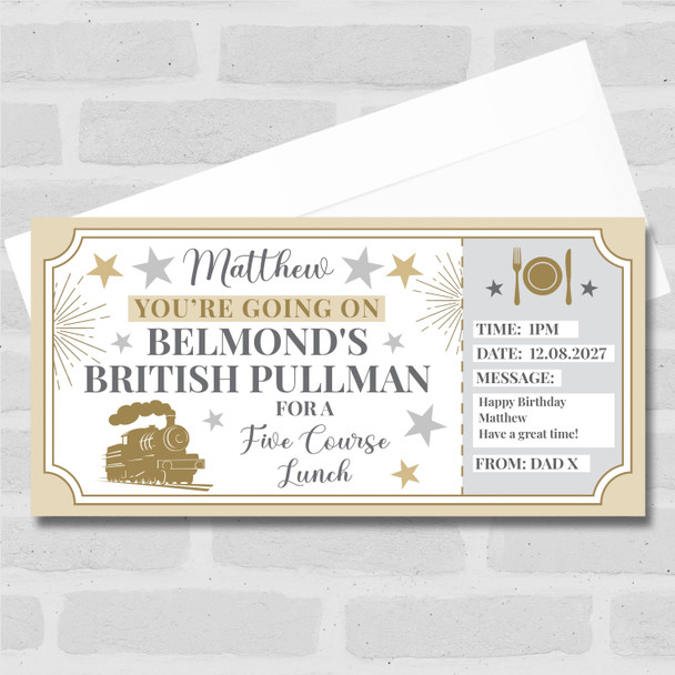 Belmond's Pullman Steam Train Lunch Personalised Gift Voucher Surprise Ticket