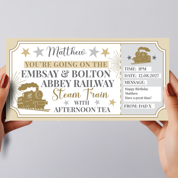 Embsay And Bolton Railway Steam Train Personalised Gift Voucher Surprise Ticket
