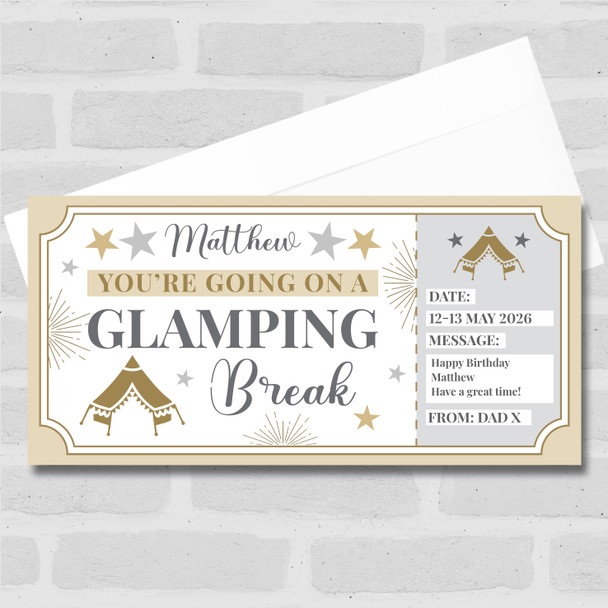 Glamping Trip Break Personalised Gift Voucher Surprise Trip Holiday Ticket