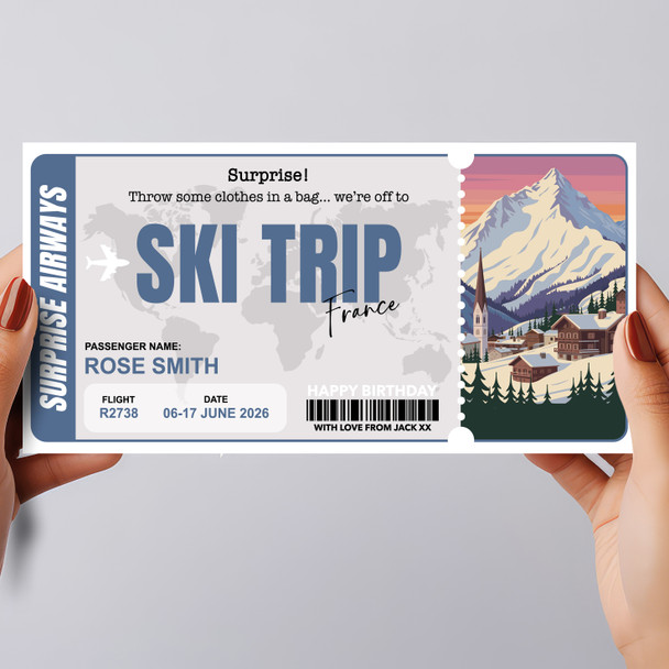Going On A Ski Trip Personalised Gift Voucher Surprise Trip Holiday Ticket