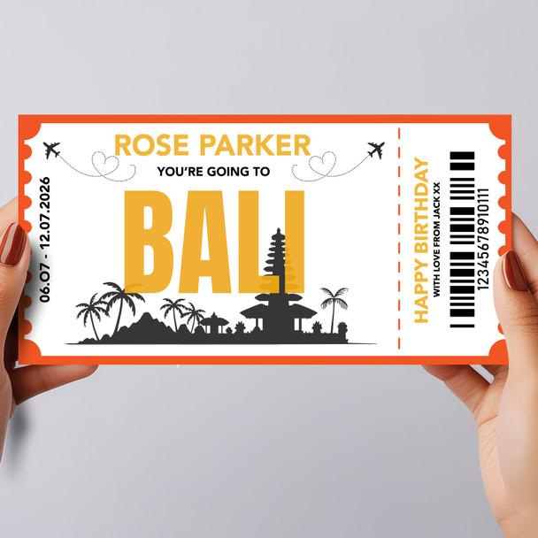 Going To Bali Skyline Personalised Gift Voucher Surprise Trip Holiday Ticket