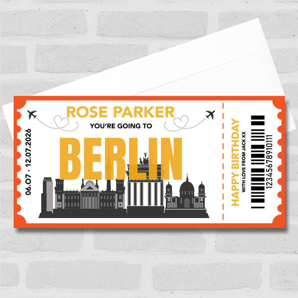 Going To Berlin Skyline Personalised Gift Voucher Surprise Trip Holiday Ticket