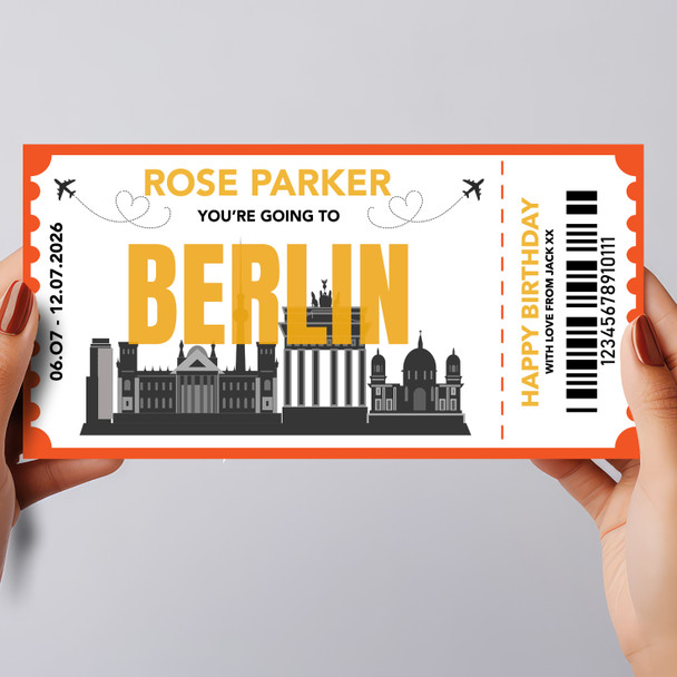 Going To Berlin Skyline Personalised Gift Voucher Surprise Trip Holiday Ticket