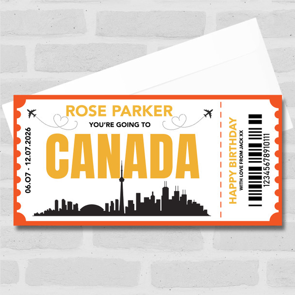Going To Canada Skyline Personalised Gift Voucher Surprise Trip Holiday Ticket