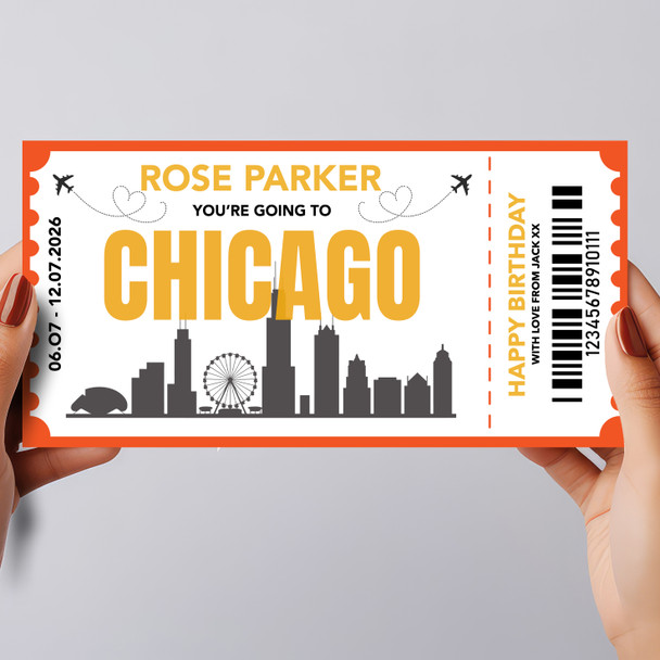 Going To Chicago Skyline Personalised Gift Voucher Surprise Trip Holiday Ticket