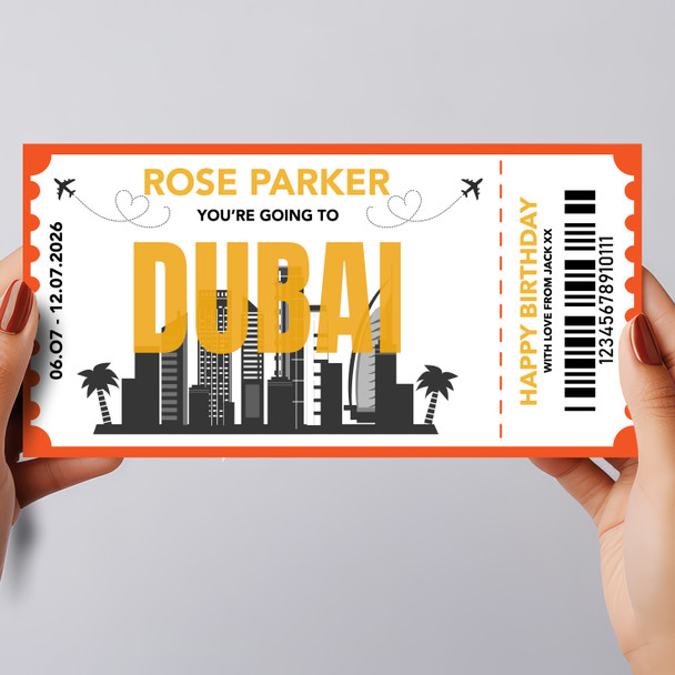 Going To Dubai Skyline Personalised Gift Voucher Surprise Trip Holiday Ticket