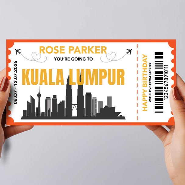 Going To Kuala Lumpur Skyline Personalised Gift Voucher Surprise Trip Ticket