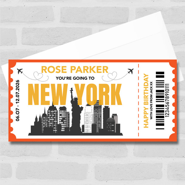 Going To New York Skyline Personalised Gift Voucher Surprise Trip Holiday Ticket