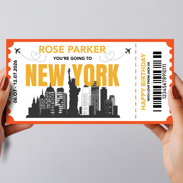 Going To New York Skyline Personalised Gift Voucher Surprise Trip Holiday Ticket
