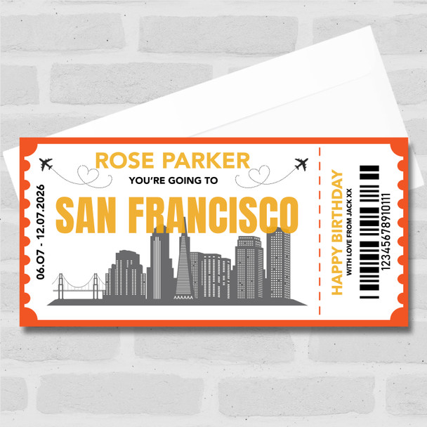 Going To San Francisco Skyline Personalised Gift Voucher Surprise Trip Ticket