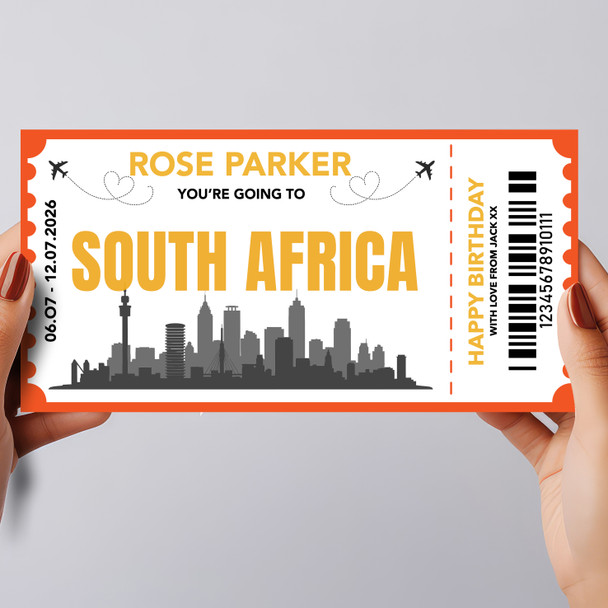 Going To South Africa Skyline Personalised Gift Voucher Surprise Trip Ticket