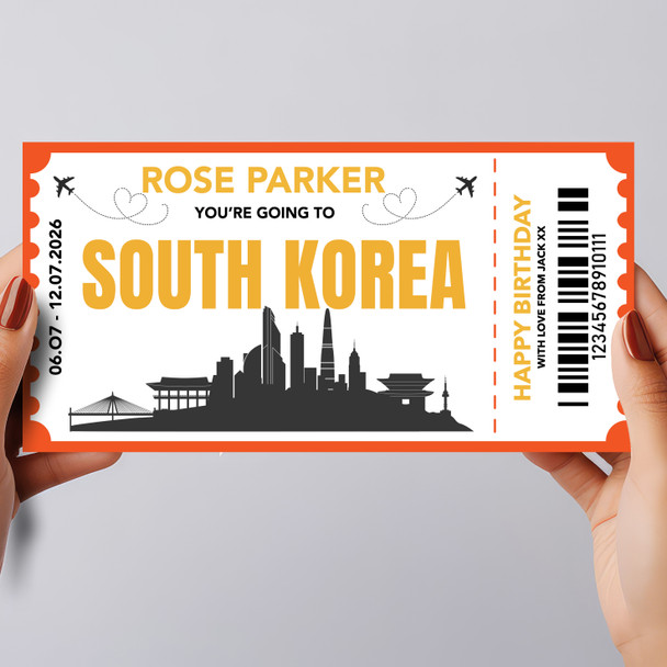 Going To South Korea Skyline Personalised Gift Voucher Surprise Trip Ticket