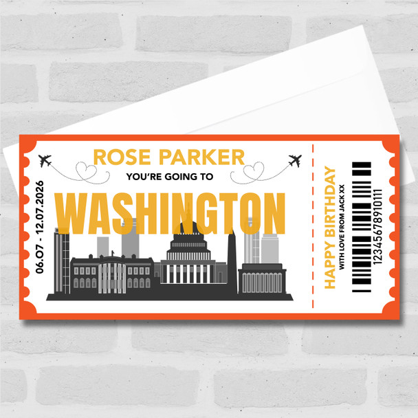 Going To Washington Skyline Pass Personalised Gift Voucher Surprise Trip Ticket