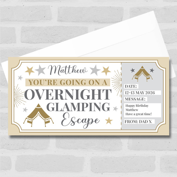 Overnight Glamping Personalised Gift Voucher Surprise Trip Holiday Ticket