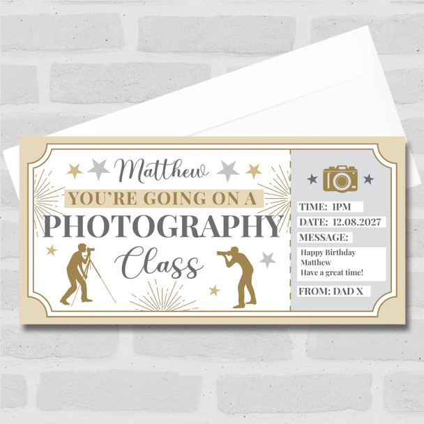 Photography Class Stars Gold Personalised Gift Voucher Surprise Ticket
