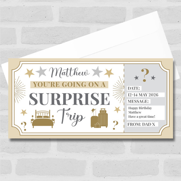 Surprise Trip Stars Gold Personalised Gift Voucher Surprise Trip Holiday Ticket