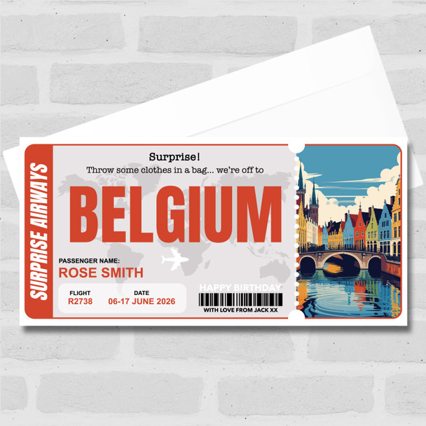 Trip To Belgium Pass Personalised Gift Voucher Surprise Trip Holiday Ticket