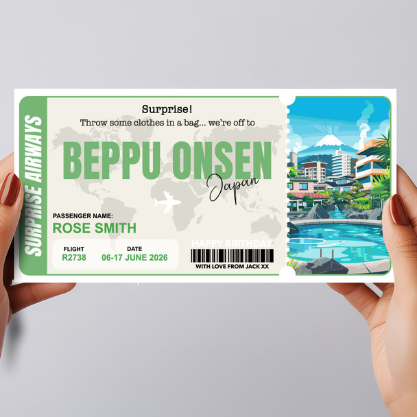 Trip To Beppu Onsen Japan Personalised Gift Voucher Surprise Trip Holiday Ticket