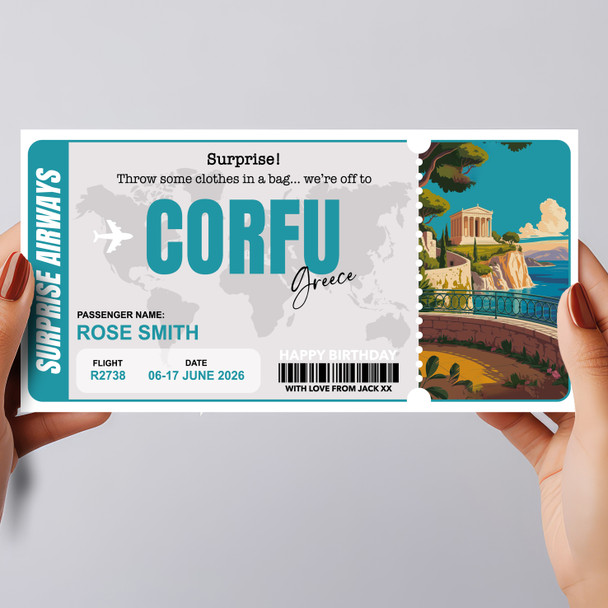 Trip To Corfu Pass Personalised Gift Voucher Surprise Trip Holiday Ticket