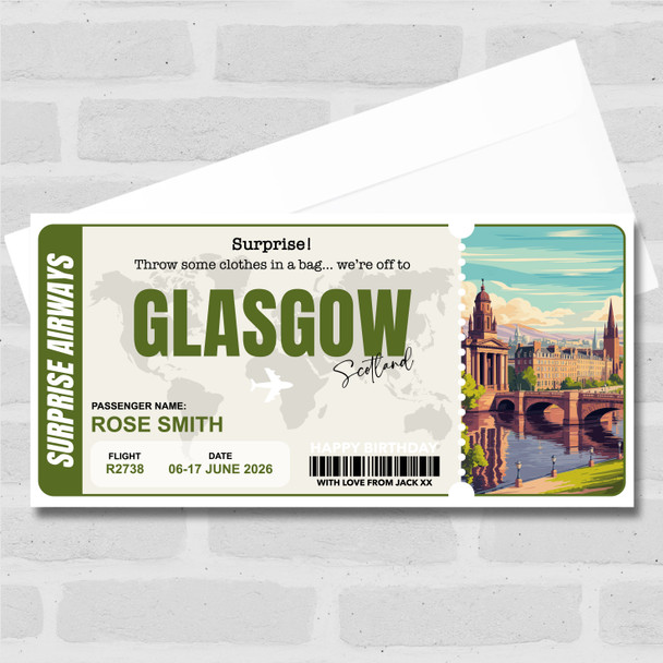 Trip To Glasgow Scotland Personalised Gift Voucher Surprise Trip Holiday Ticket