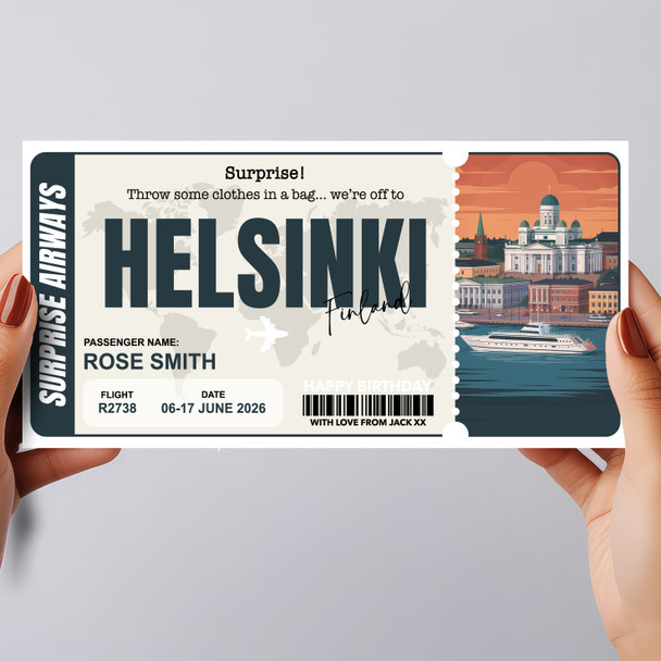 Trip To Helsinki Finland Personalised Gift Voucher Surprise Trip Holiday Ticket