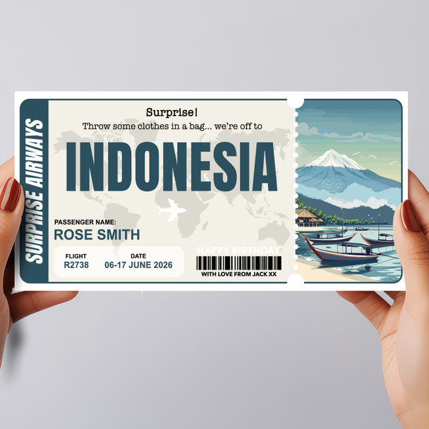 Trip To Indonesia Pass Personalised Gift Voucher Surprise Trip Holiday Ticket