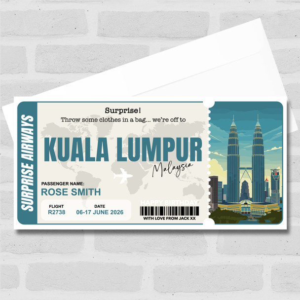 Trip To Kuala Lumpur Malaysia Personalised Gift Voucher Surprise Trip Ticket